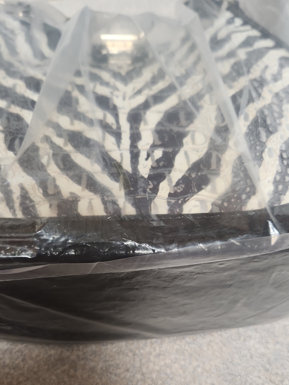 Brahmin Black & White Zebra-Print Patent Shoulder Bag- Fallon - Picture 4 of 11